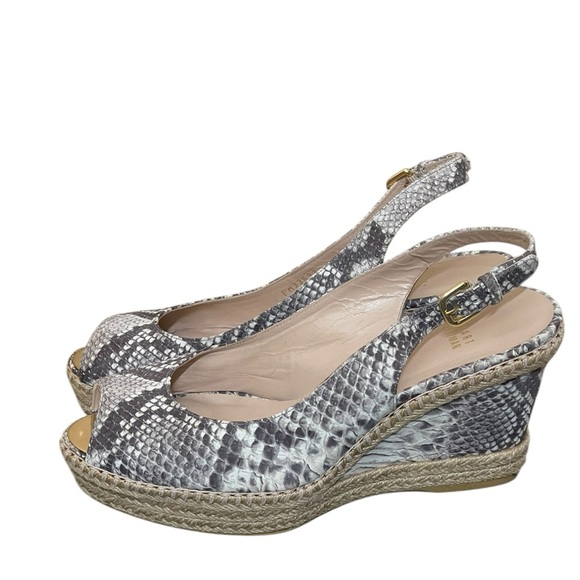 Stuart weitzman Beige Snakeskin Embossed Leather Espadrille Wedge Slingback
9.5M - Picture 6 of 15